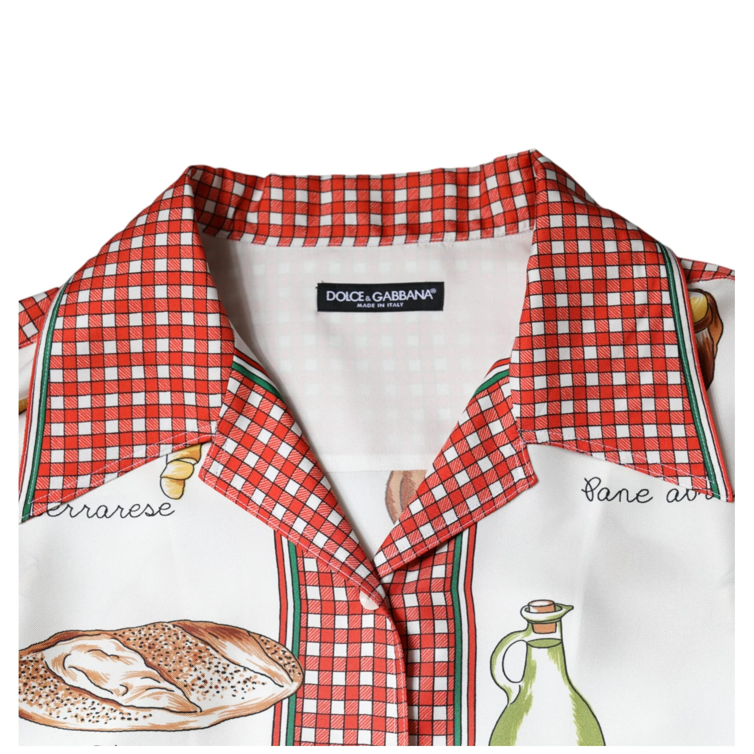 Multicolor Bread Print Collared Blouse Top