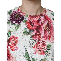 White Peony Lace Short Sleeves Blouse Top