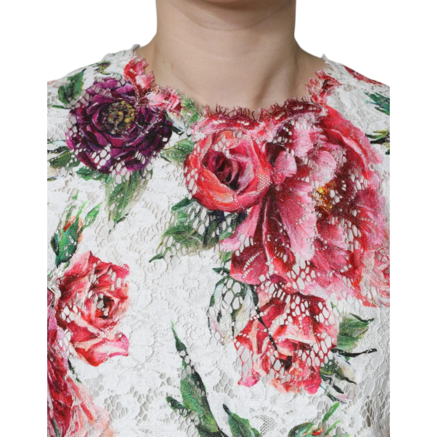 White Peony Lace Short Sleeves Blouse Top