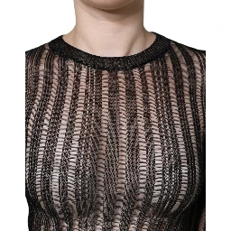 Black Stripe See Through Long Sleeves Top