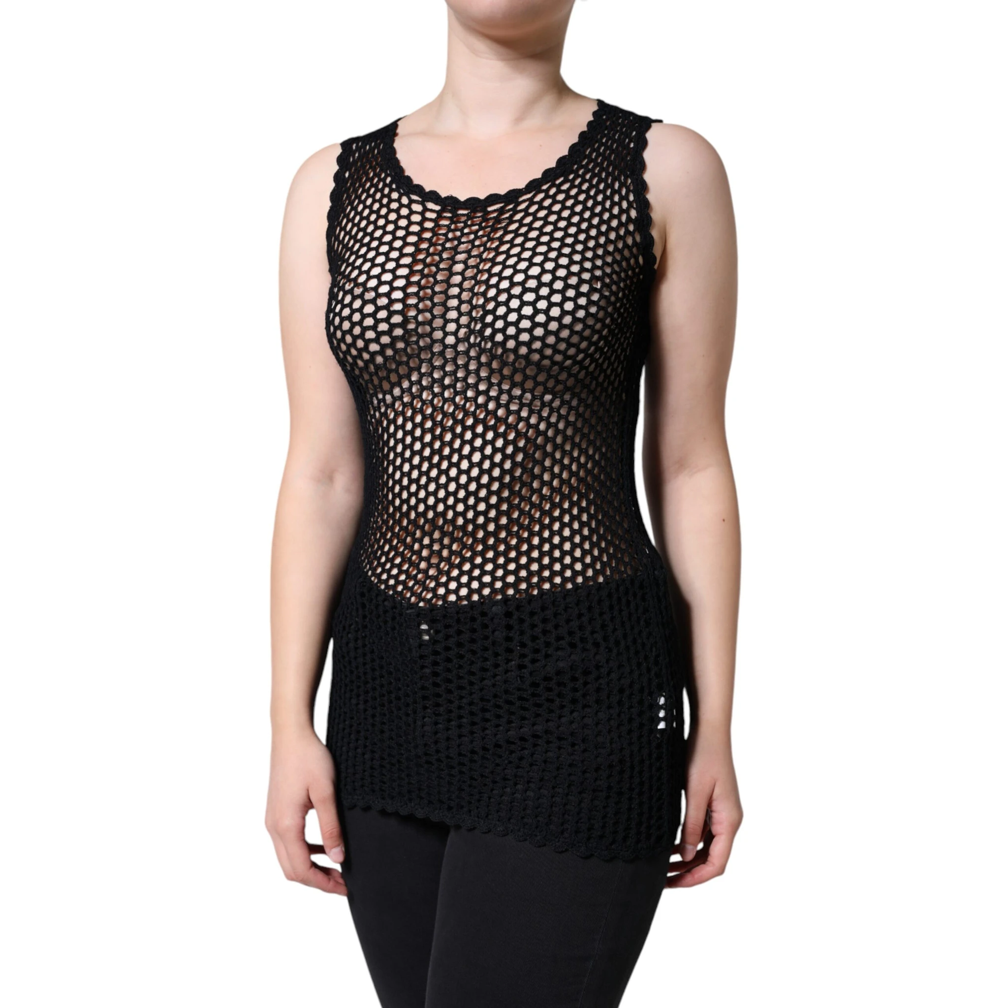 Black Mesh See Through Sleeveless Tank Top