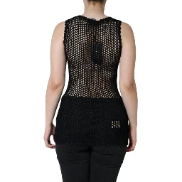 Black Mesh See Through Sleeveless Tank Top