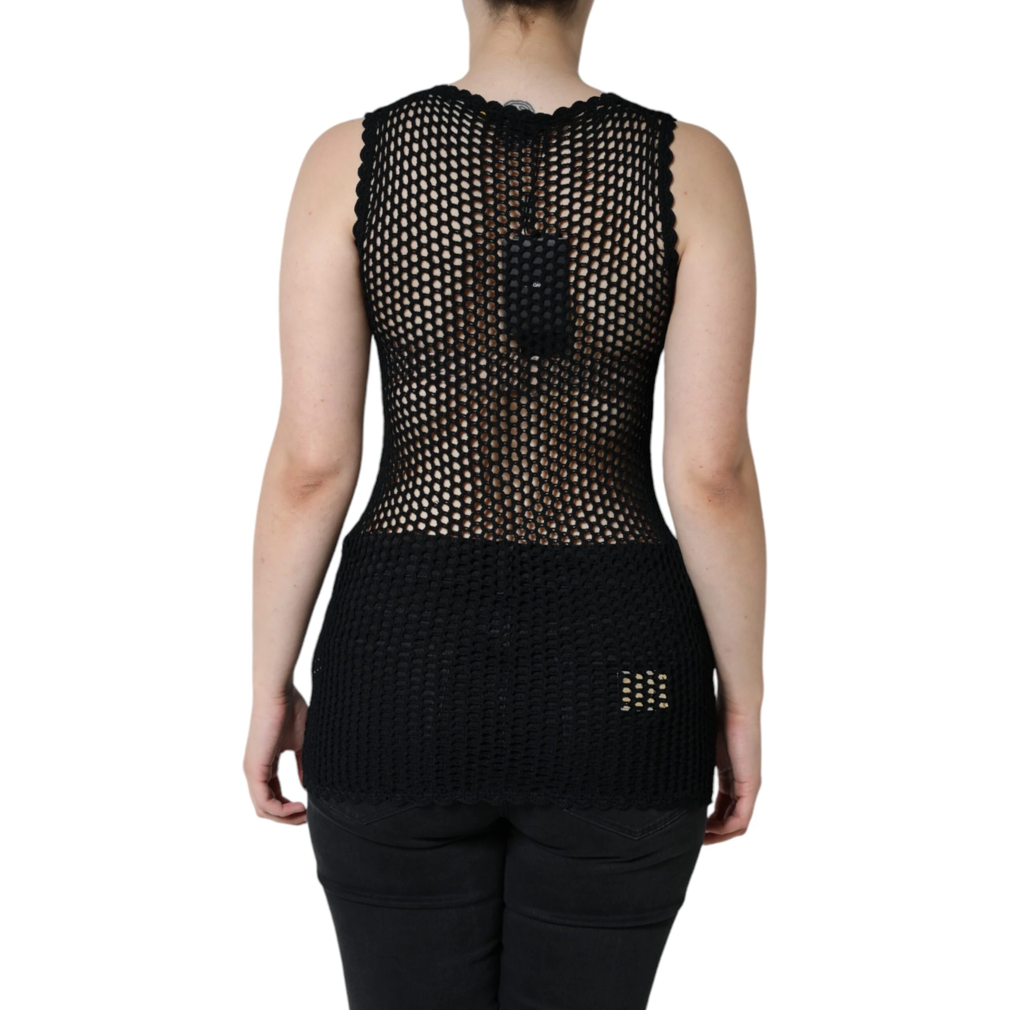 Black Mesh See Through Sleeveless Tank Top