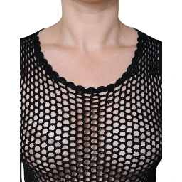 Black Mesh See Through Sleeveless Tank Top