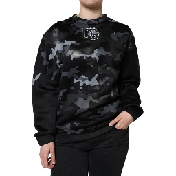 Black Camouflage Round Neck Sweatshirt Sweater