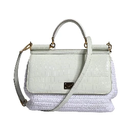 White Rafia Leather SICILY Crossbody Bag