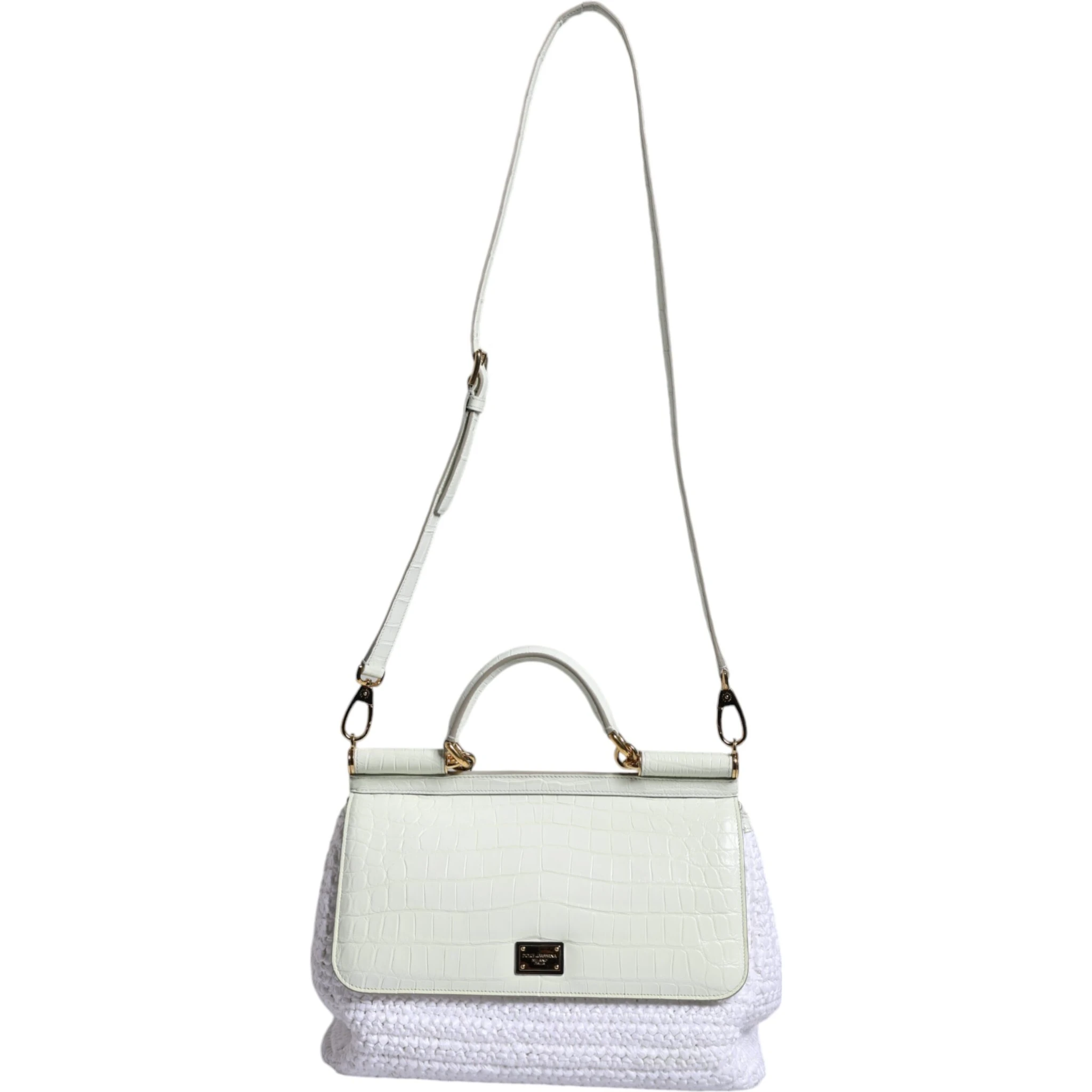 White Rafia Leather SICILY Crossbody Bag
