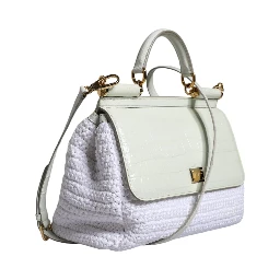 White Rafia Leather SICILY Crossbody Bag