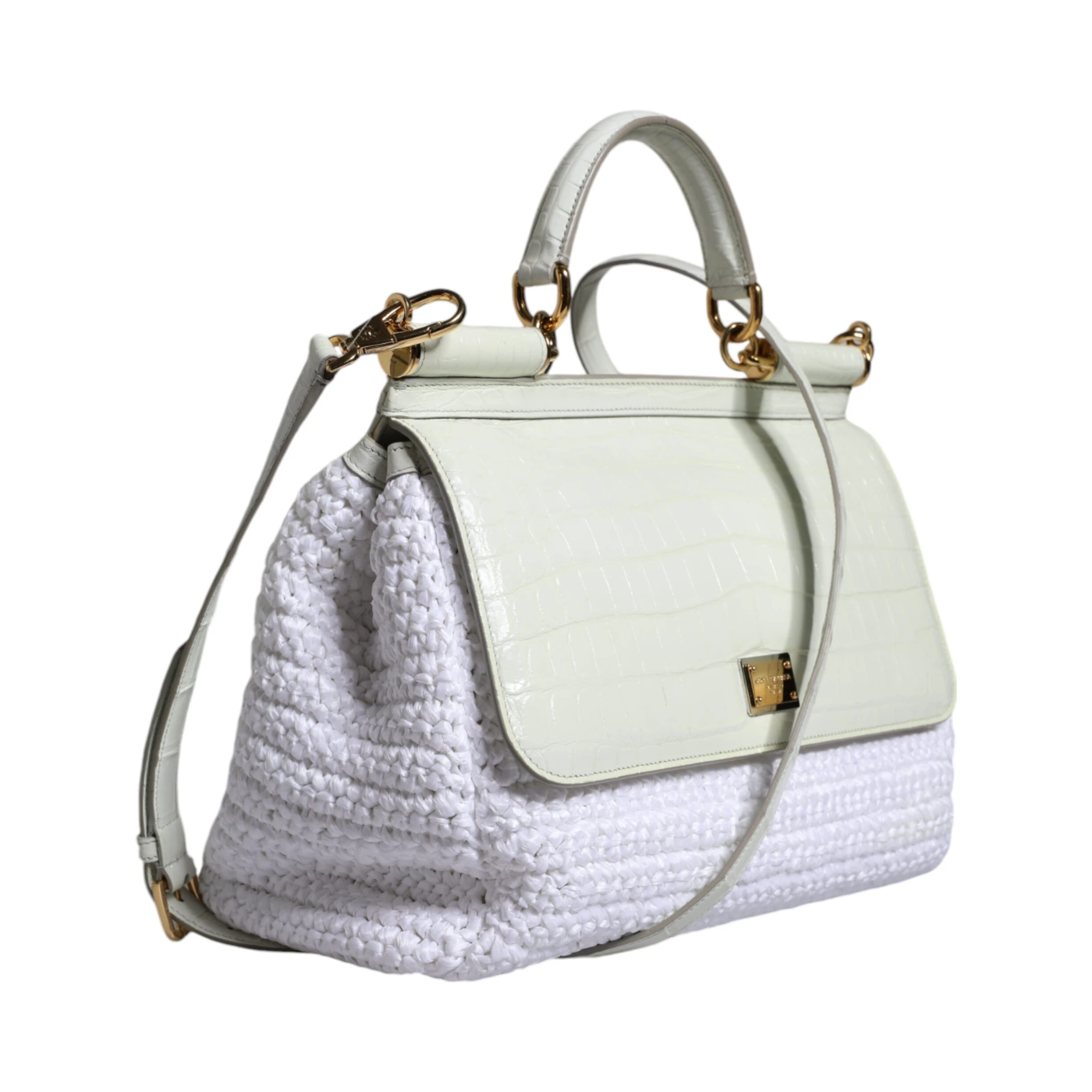 White Rafia Leather SICILY Crossbody Bag