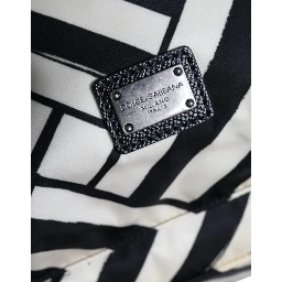 Black White Nylon Leather Travel Back Pack Bag