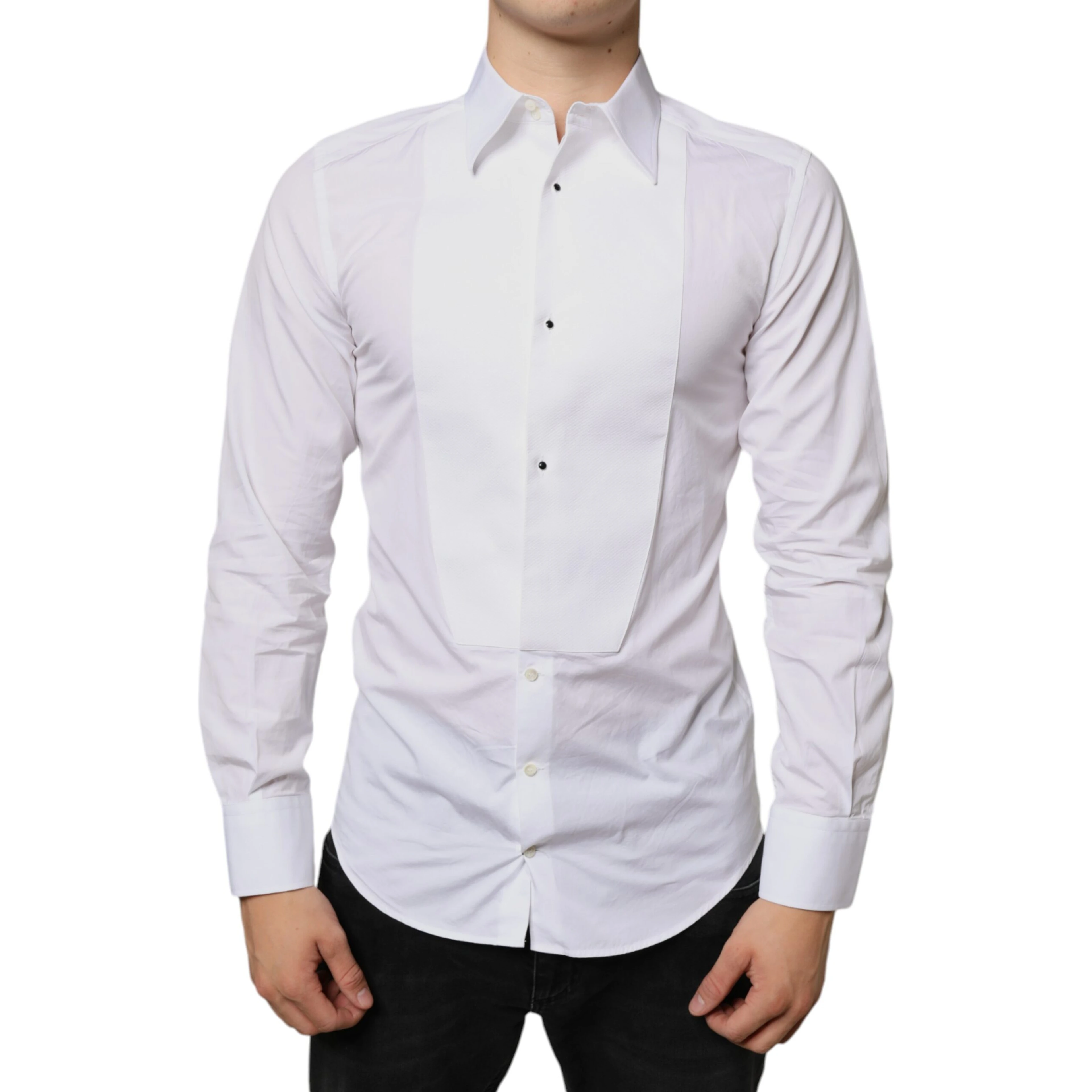 White Bib Cotton Poplin Formal Dress Shirt