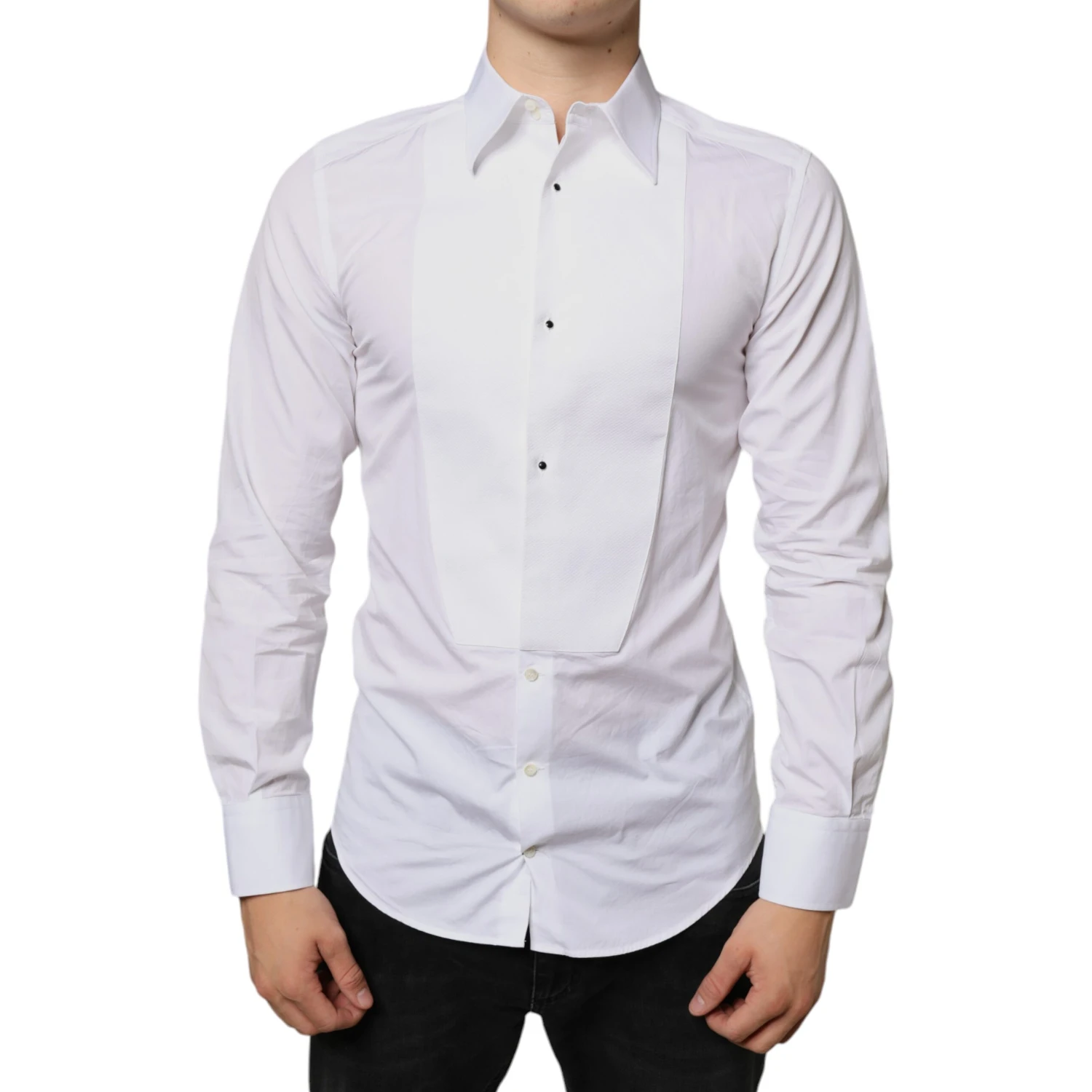 White Bib Cotton Poplin Formal Dress Shirt
