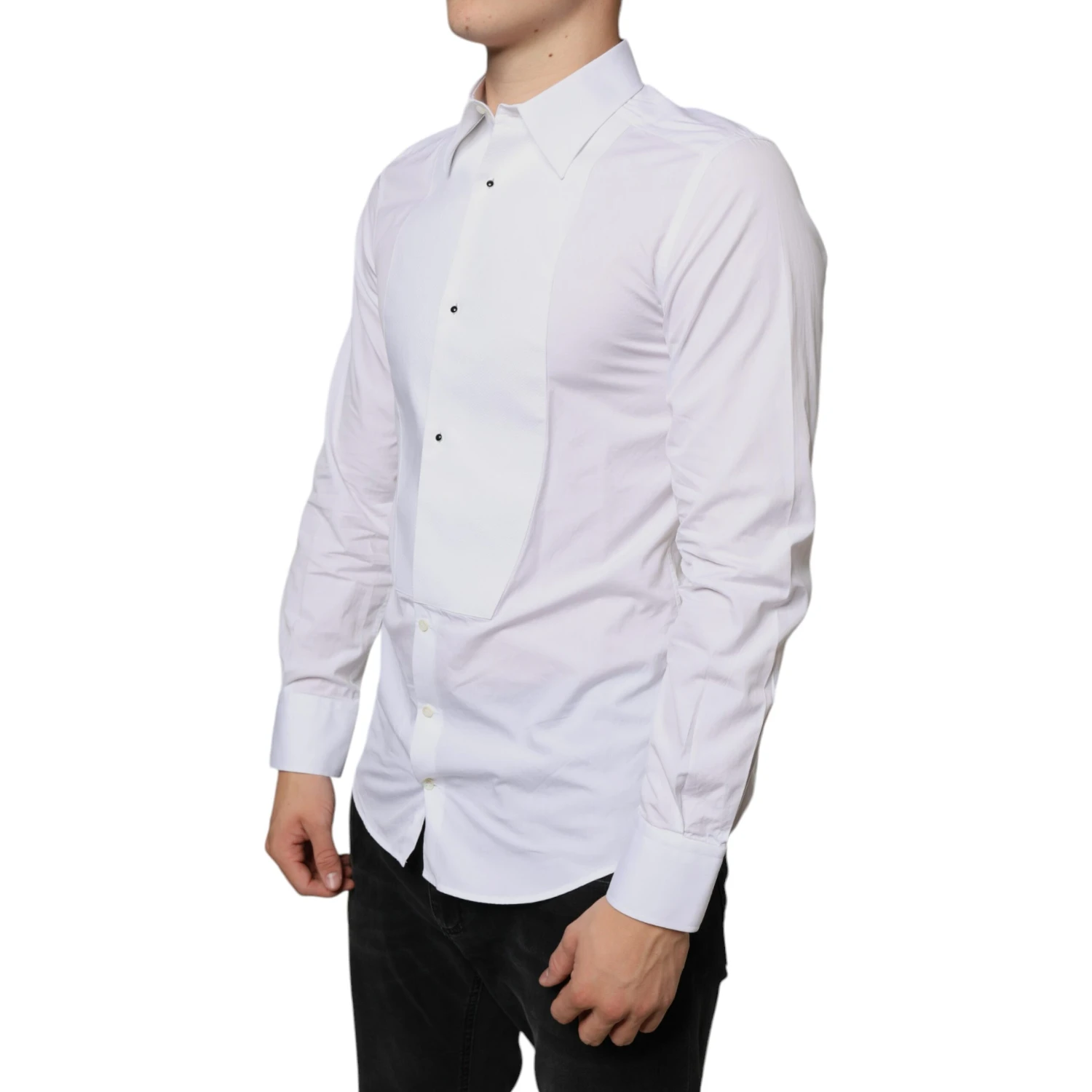 White Bib Cotton Poplin Formal Dress Shirt