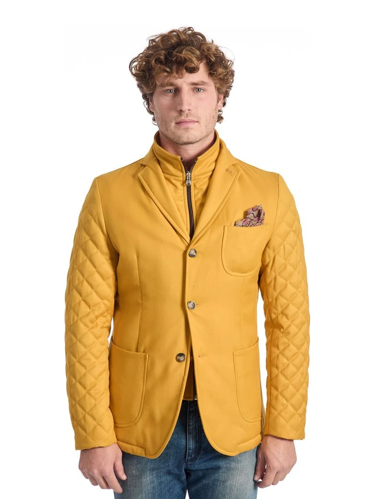 Yellow Viscose Jackets & Coat