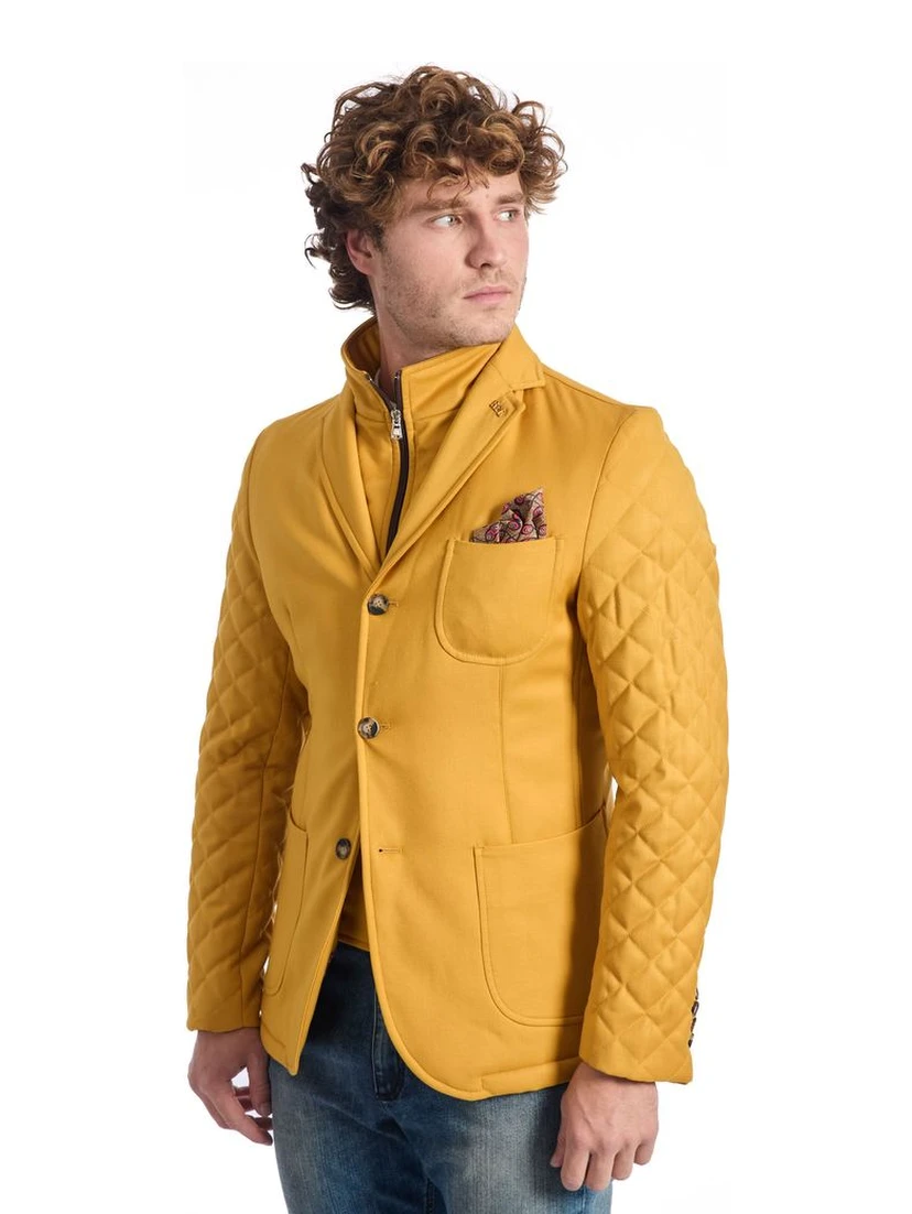 Yellow Viscose Jackets & Coat