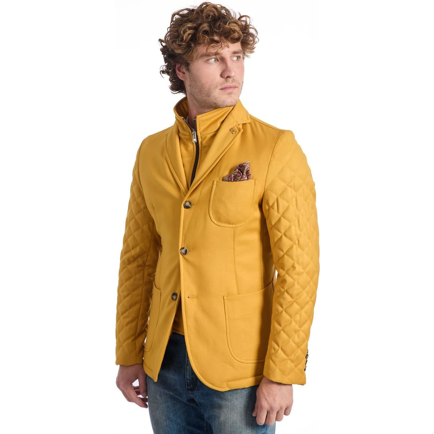 Yellow Viscose Jackets & Coat