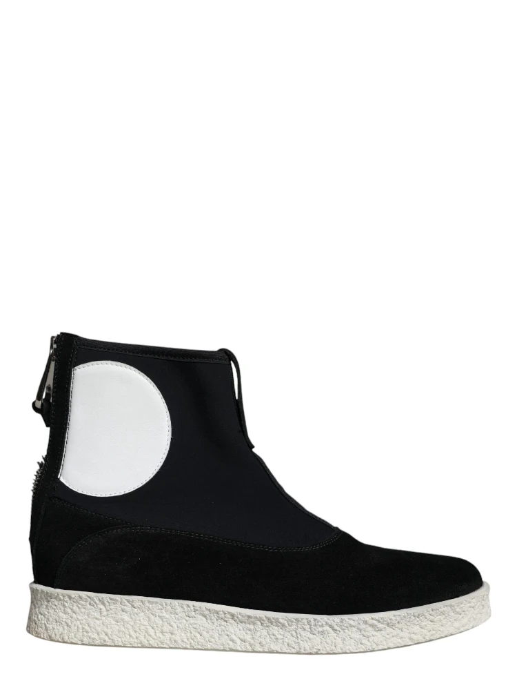 Black White Neoprene Takeshi Mid Calf Boots Shoes