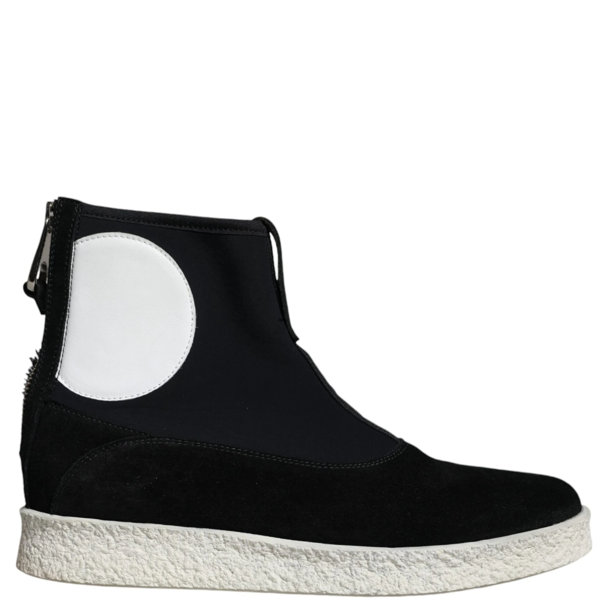 Black White Neoprene Takeshi Mid Calf Boots Shoes