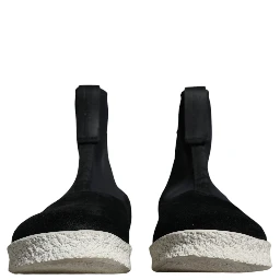 Black White Neoprene Takeshi Mid Calf Boots Shoes