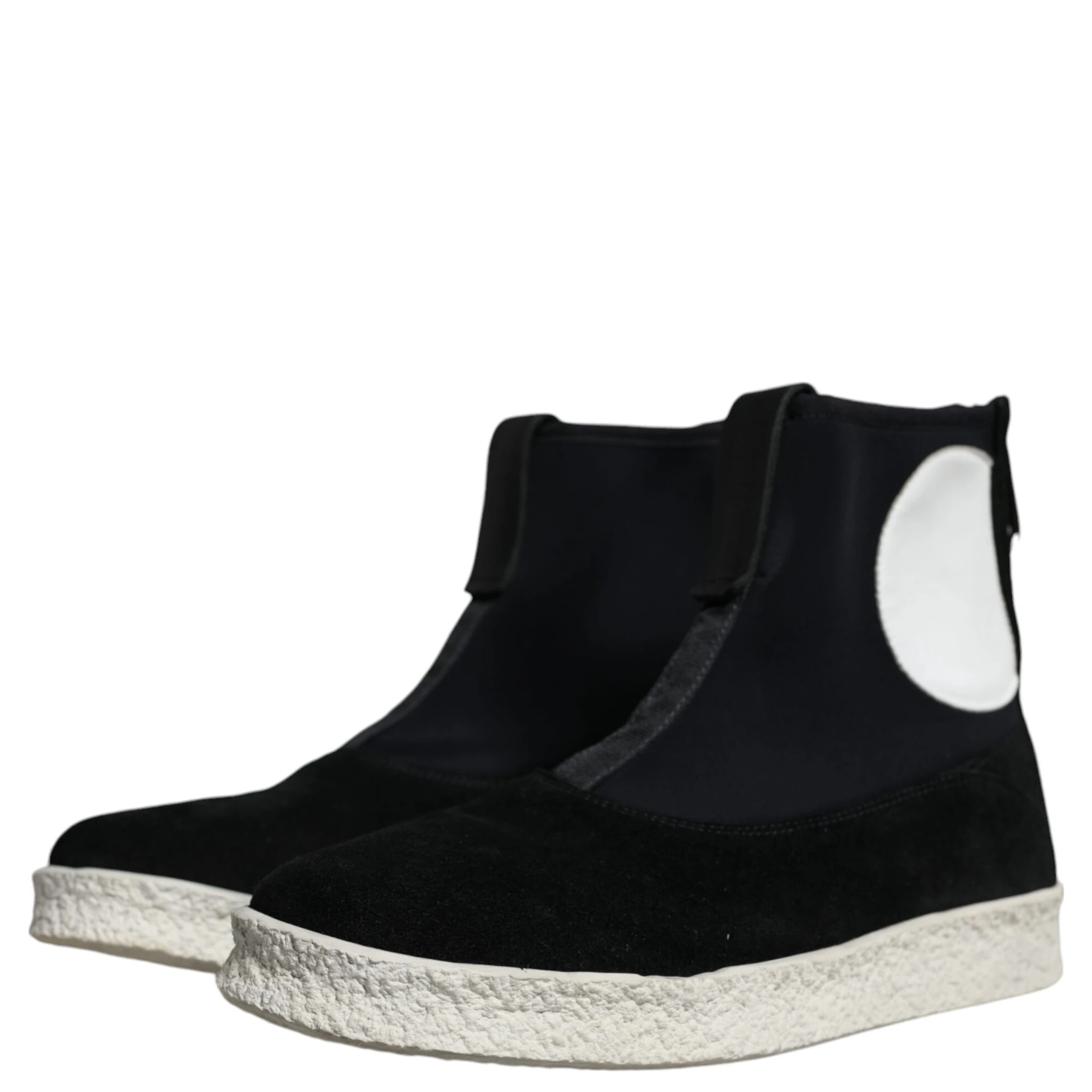 Black White Neoprene Takeshi Mid Calf Boots Shoes