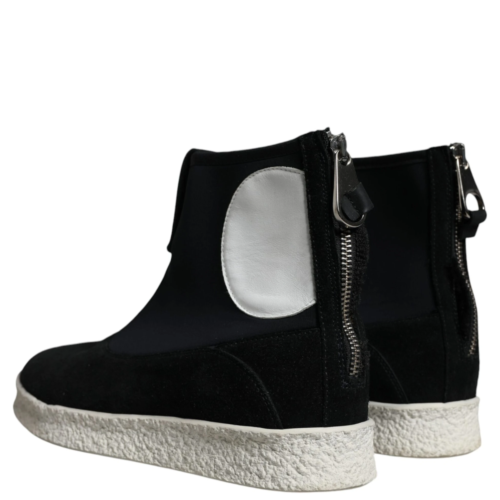 Black White Neoprene Takeshi Mid Calf Boots Shoes