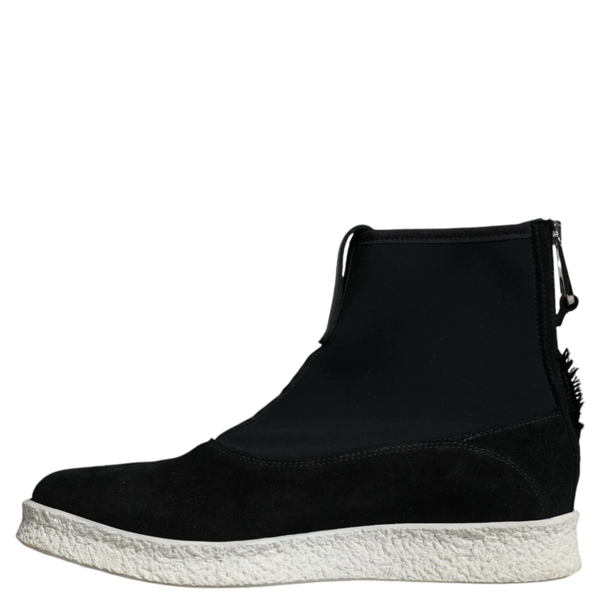 Black White Neoprene Takeshi Mid Calf Boots Shoes