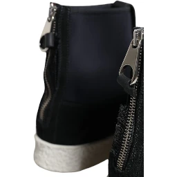 Black White Neoprene Takeshi Mid Calf Boots Shoes