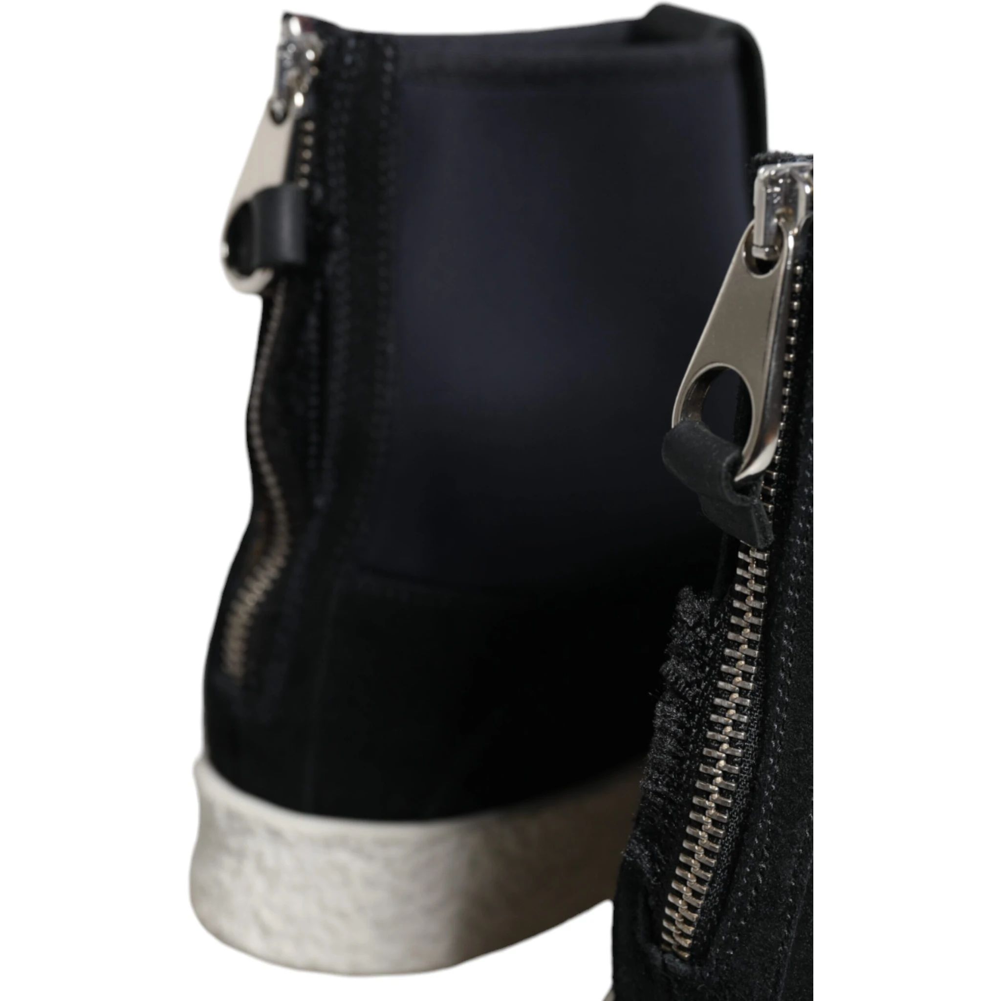 Black White Neoprene Takeshi Mid Calf Boots Shoes