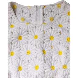 White Daisy Macrame Lace Sheath Midi Dress