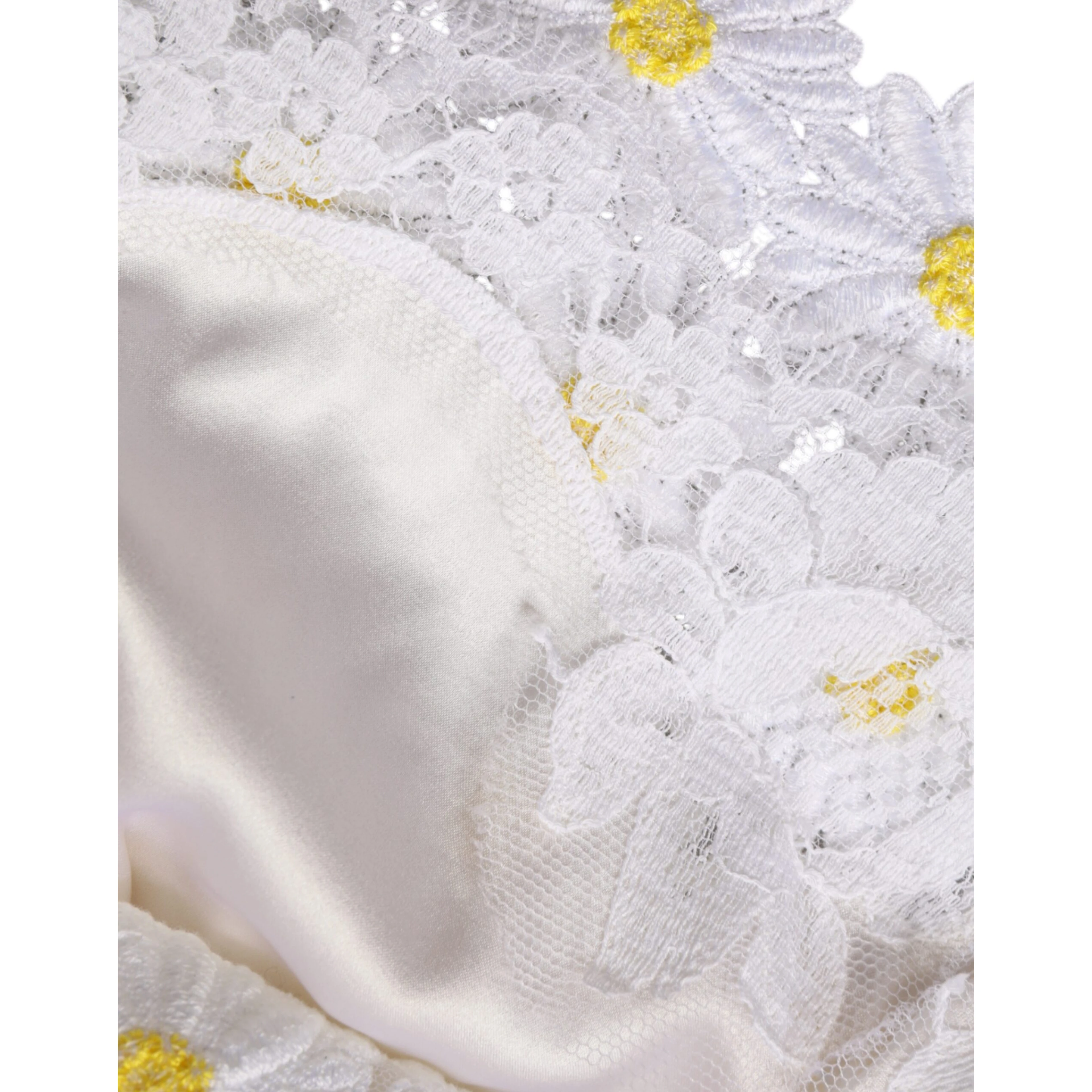 White Daisy Macrame Lace Sheath Midi Dress