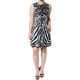 Black White Zebra A-line Sheath Mini Dress