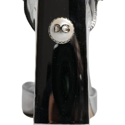 Silver Leather T-strap Heels Sandals Shoes