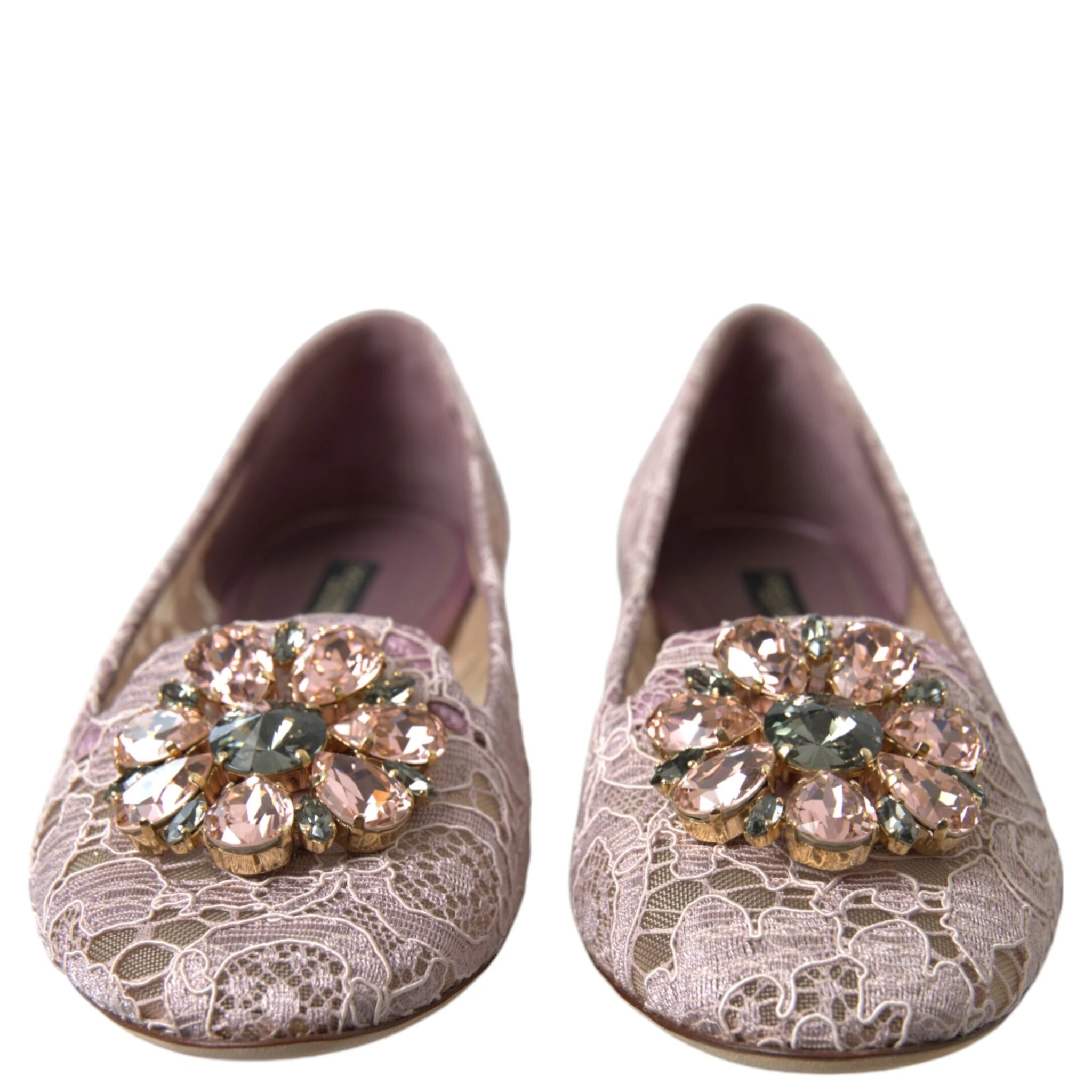 Pink Lace Crystal Ballet Flats Loafers Shoes