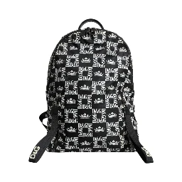 Black White DG Crown Logo Nylon Backpack Bag