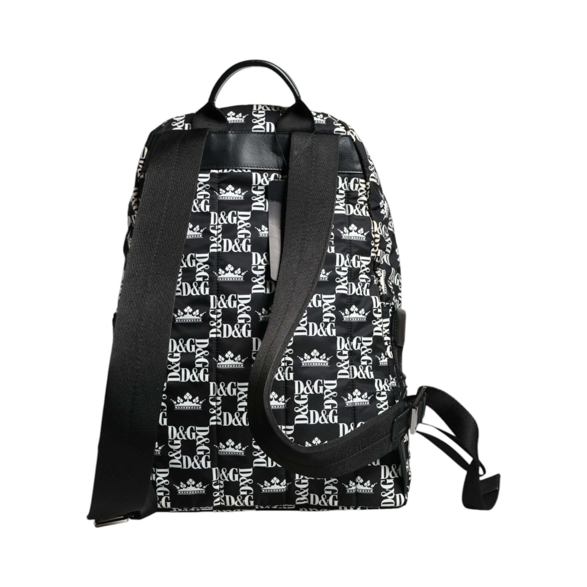 Black White DG Crown Logo Nylon Backpack Bag