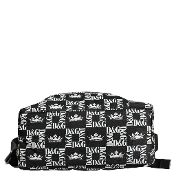 Black White DG Crown Logo Nylon Backpack Bag