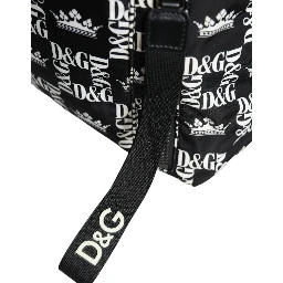 Black White DG Crown Logo Nylon Backpack Bag