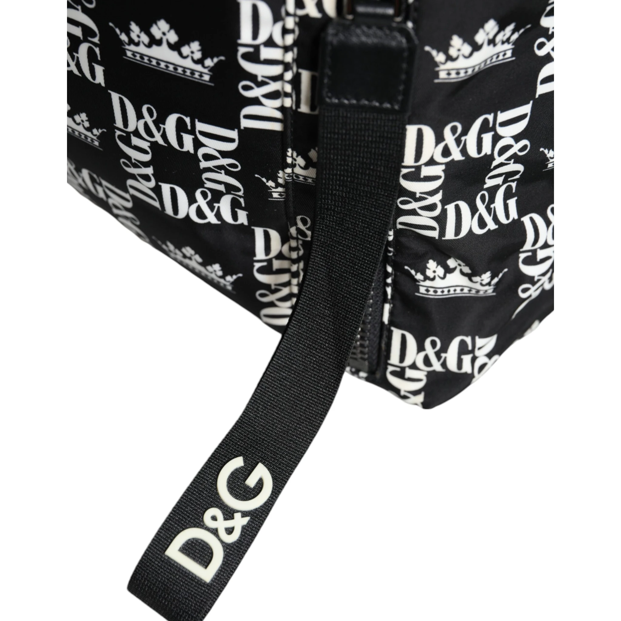 Black White DG Crown Logo Nylon Backpack Bag