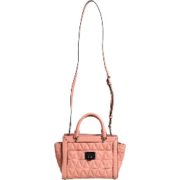 Peach Quilted Leather Logo Crossbody VIVIANNE Messenger Bag
