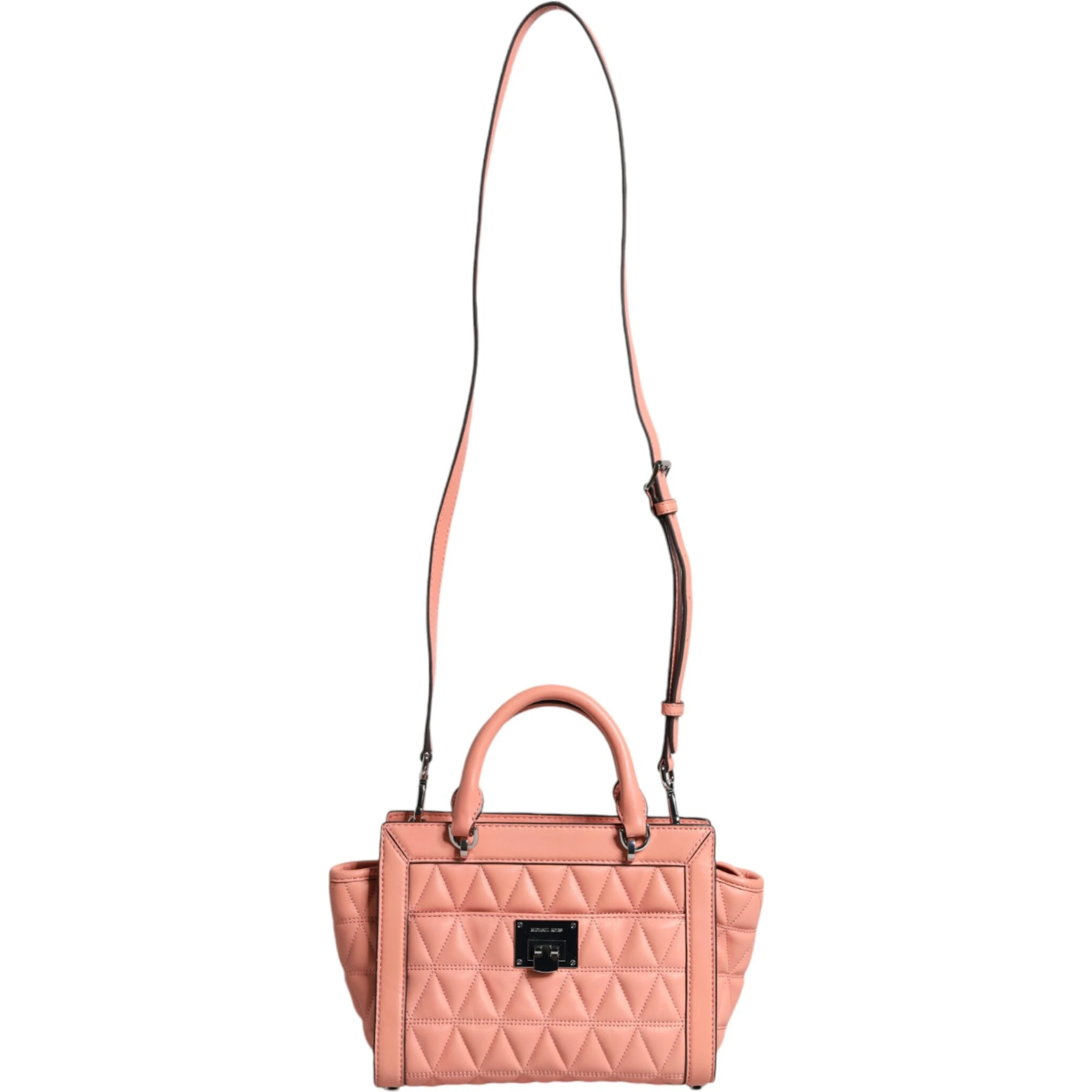 Peach Quilted Leather Logo Crossbody VIVIANNE Messenger Bag