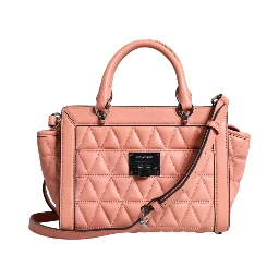Peach Quilted Leather Logo Crossbody VIVIANNE Messenger Bag
