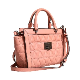 Peach Quilted Leather Logo Crossbody VIVIANNE Messenger Bag