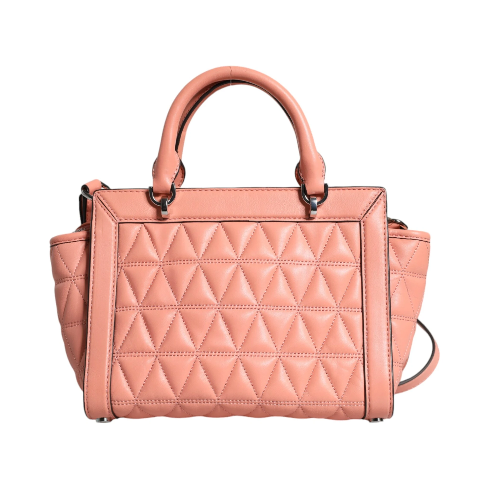 Peach Quilted Leather Logo Crossbody VIVIANNE Messenger Bag