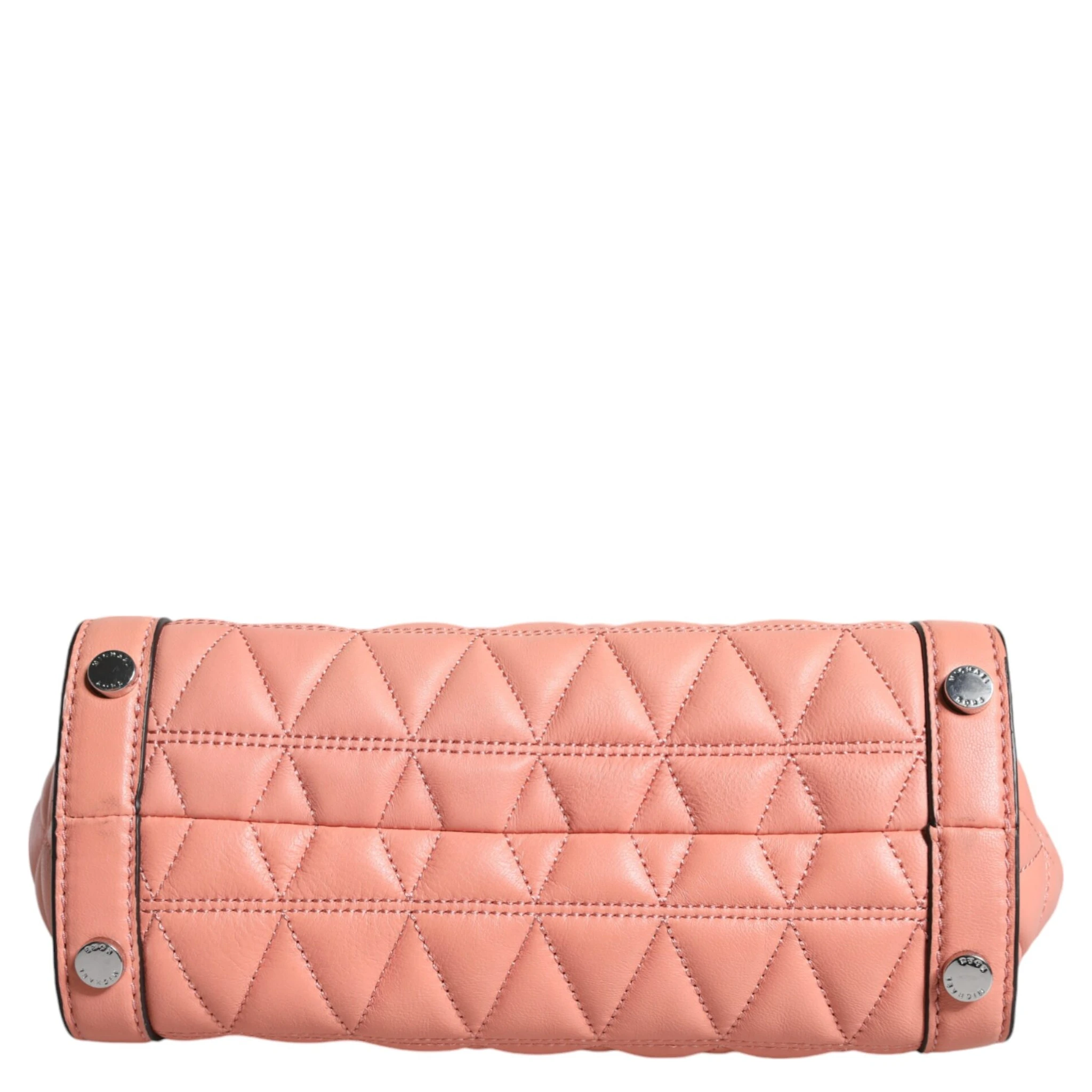 Peach Quilted Leather Logo Crossbody VIVIANNE Messenger Bag