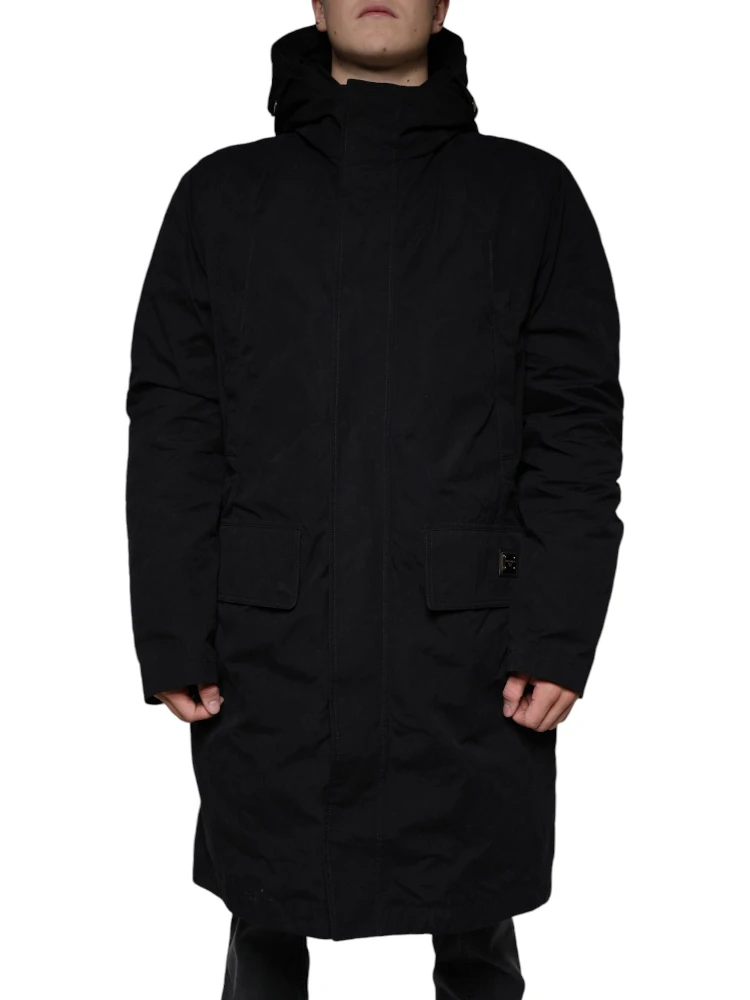 Black Hooded Parka Cotton Trench Coat Jacket alternative