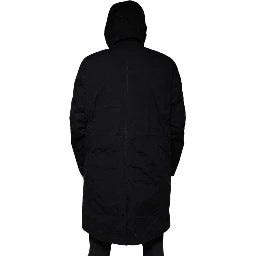 Black Hooded Parka Cotton Trench Coat Jacket