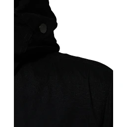 Black Hooded Parka Cotton Trench Coat Jacket