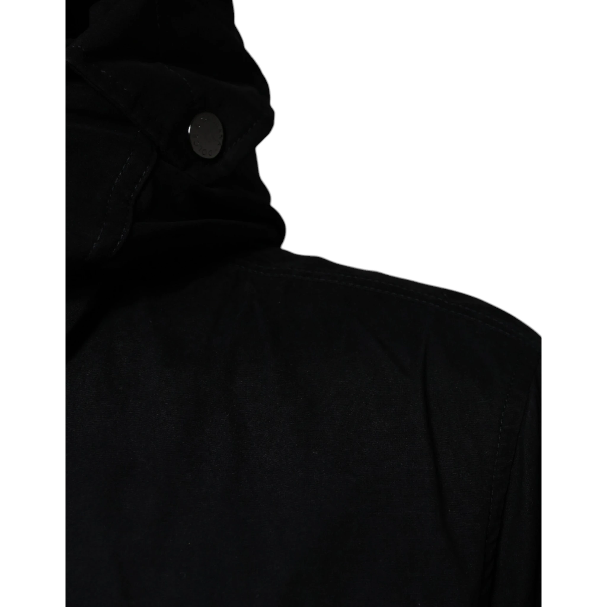 Black Hooded Parka Cotton Trench Coat Jacket