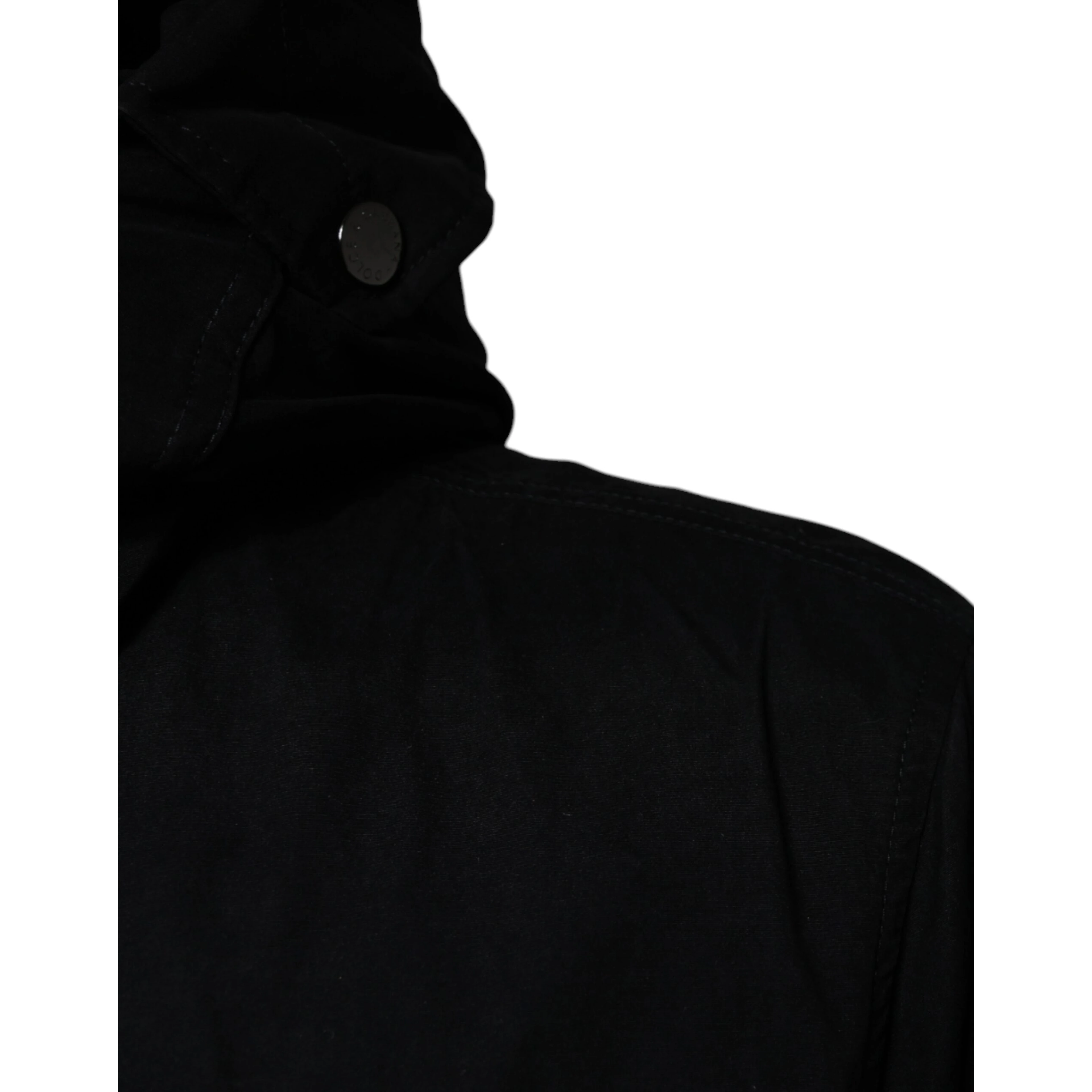 Black Hooded Parka Cotton Trench Coat Jacket