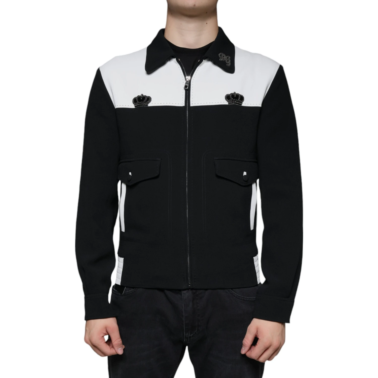 Black White DG Crown Full Zip Blouson Jacket